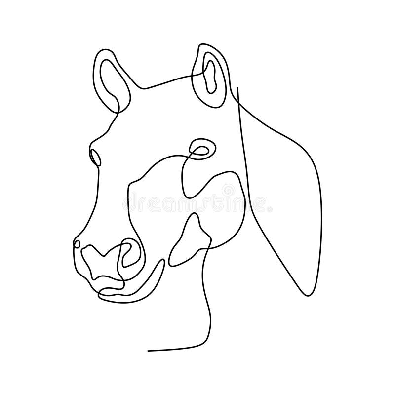 Desenho de linha contínuo de cabeça de cavalo desenho de uma linha de  cabeça de cavalo design de estilo minimalista