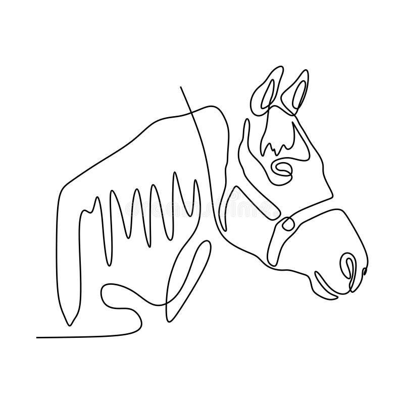 Desenho de linha contínuo de cabeça de cavalo desenho de uma linha de  cabeça de cavalo design de estilo minimalista