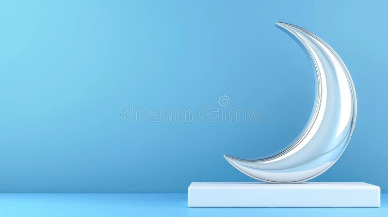 Uma lua de lua prateada brilhante em um pedestal branco. ilustração stock