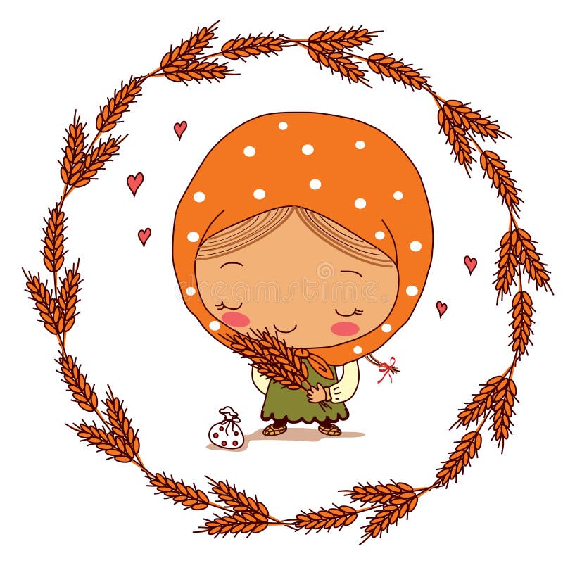 Uma menina anda entre os spikelets ilustração do vetor