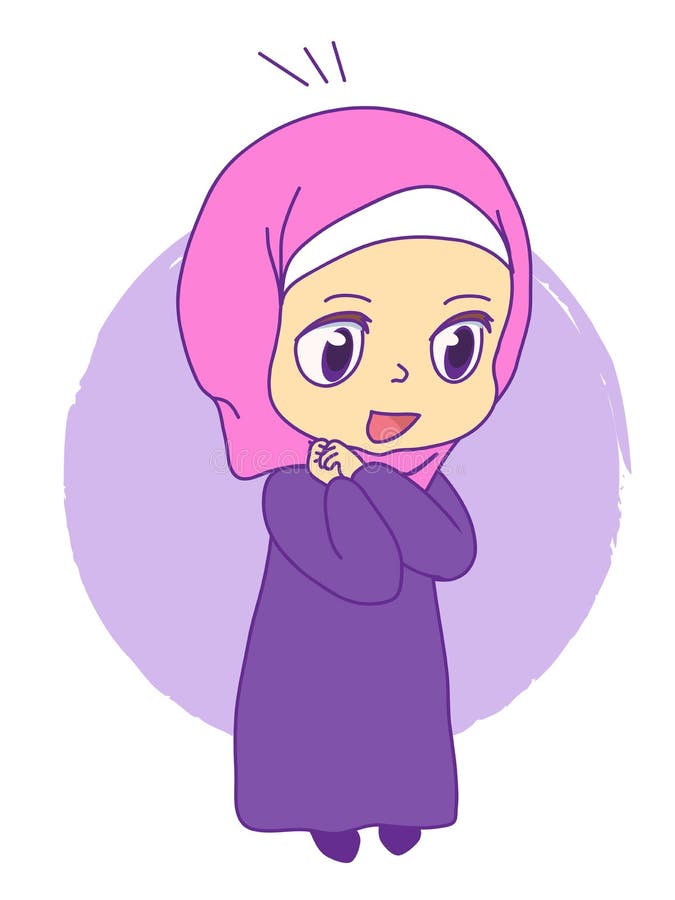 Uma rapariga muçulmana está surpreendida ilustração stock