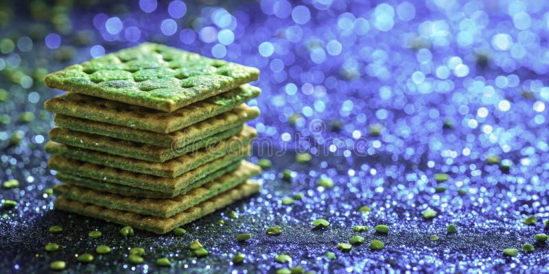 Uma Perspectiva Aérea Estimulante Crackers Deliciosamente Festivos com um Conjunto Verde Contra uma Brilhante Azul ilustração royalty free