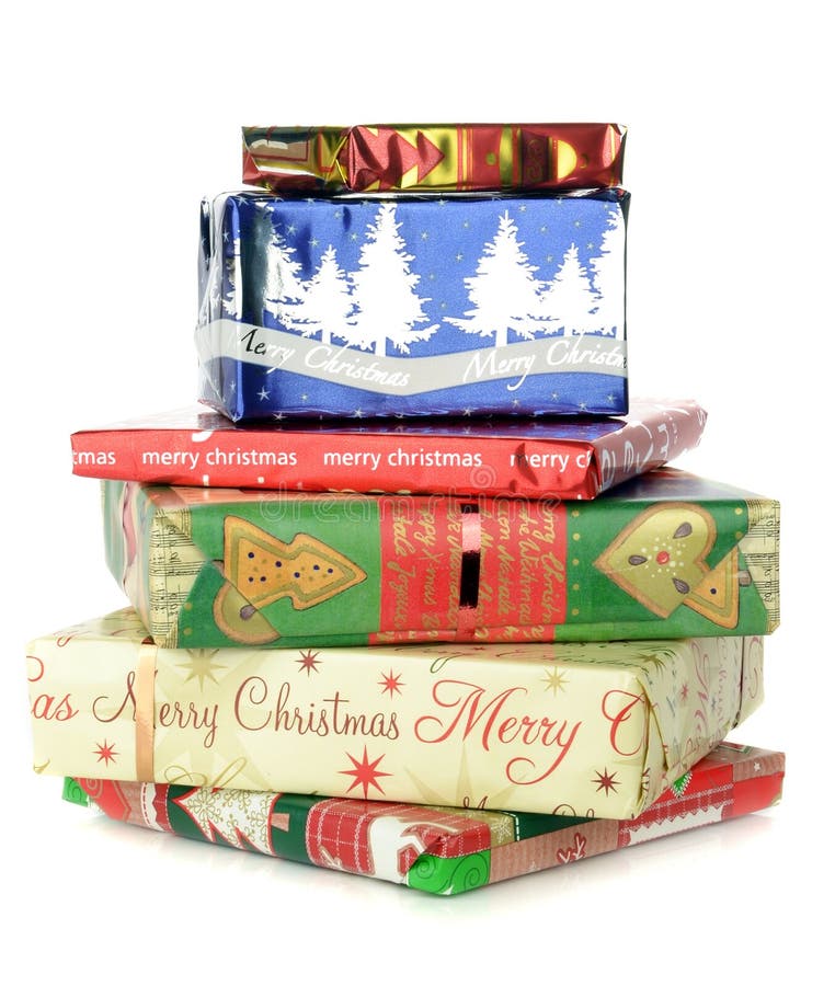Uma pilha de presentes do Natal imagens de stock Uma pilha de presentes do Natal imagens de stock