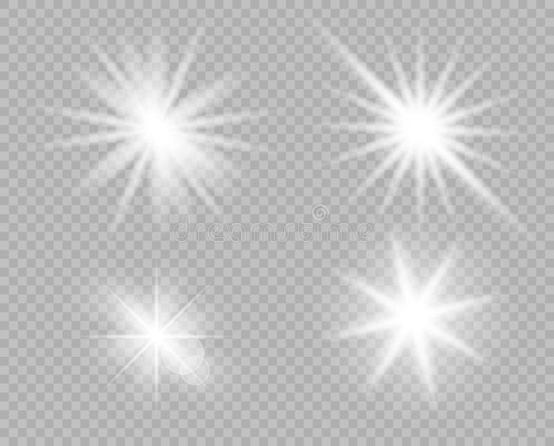 A selection of white bright objects of light, glare. Decorative element overlay glitter, explosion, star Shine. Vector design decoration of new year, Christmas. Transparent background. Eps. .A selection of white bright objects of light, glare. Decorative element overlay glitter, explosion, star Shine. Vector design decoration of new year, Christmas. Transparent background. Eps.