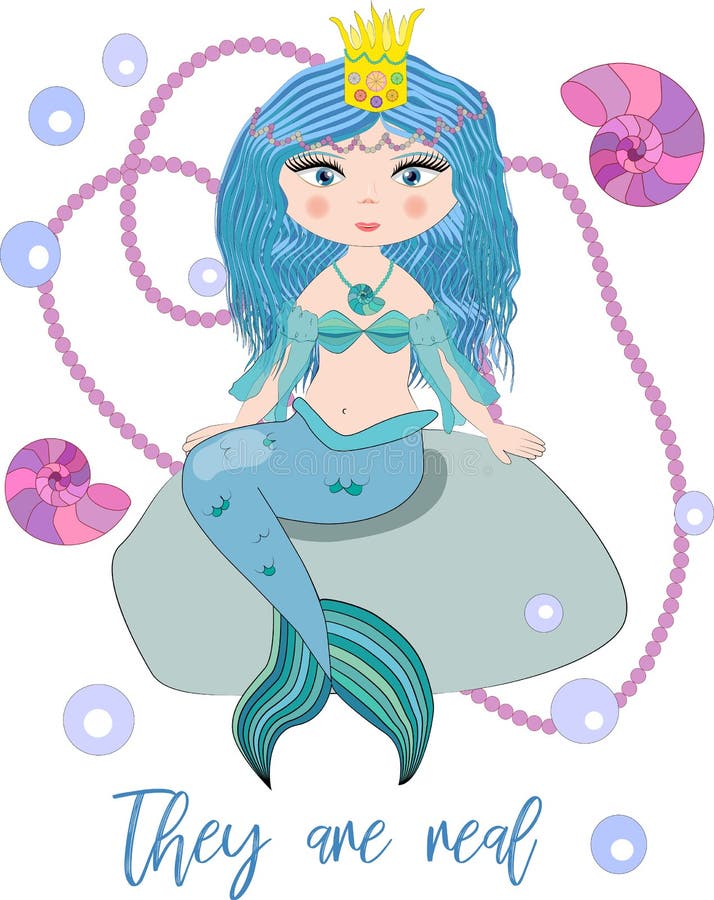 Uma sereia pequena bonita está sentando-se em uma rocha Sirene Tema do mar Ilustra??o em um fundo branco ilustração do vetor Uma sereia pequena bonita está sentando-se em uma rocha Sirene Tema do mar Ilustra??o em um fundo branco ilustração do vetor