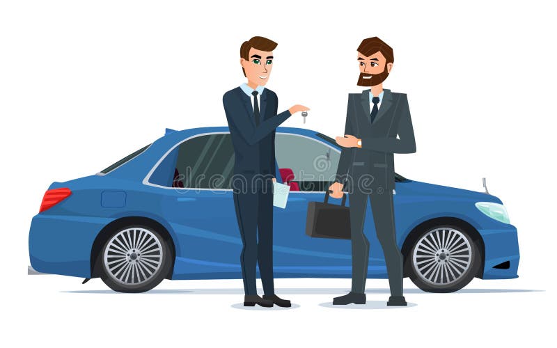 Uma venda do carro entregue ao outro homem ilustração royalty free Uma venda do carro entregue ao outro homem ilustração royalty free