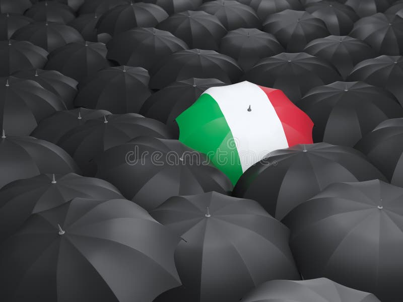 Umbrella with Flag of Italy Stock Illustration Illustration of