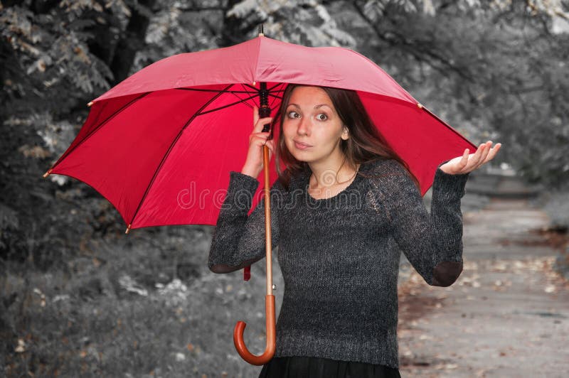 Umbrella stock photo. Image of happiness, caucasian, female 34219336