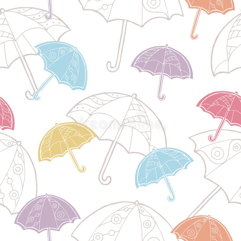 Umbrella Graphic Doodle Color Seamless Pattern Illustration Stock ...