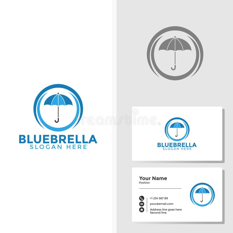 Umbrella logo template with business card design stock illustration
