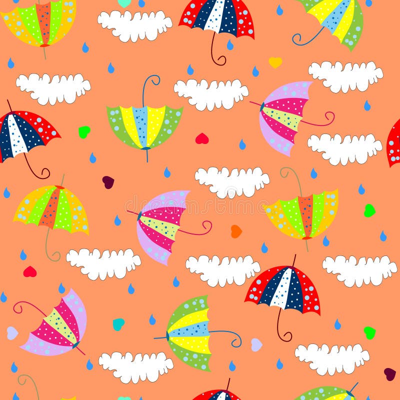 Umbrella with Love Word and Hearts Valentines Day Stock Illustration