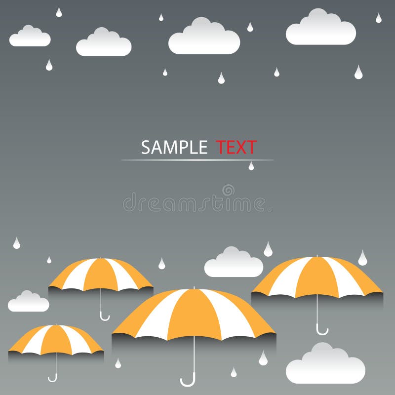 Umbrella Orange and Rain Background Vector Stock Vector Illustration
