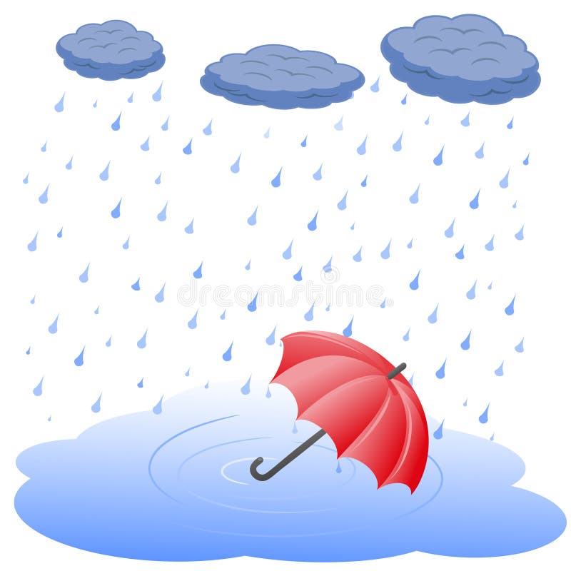 Umbrella in puddle in rain stock vector. Illustration of showers - 34073036