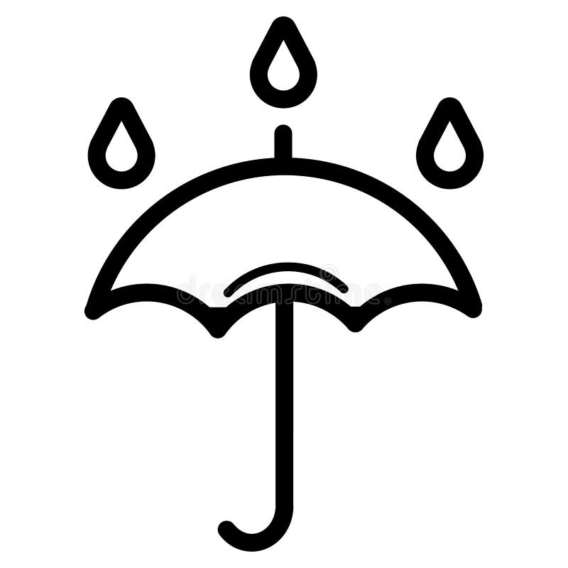 Umbrella and Rain Drops Icon. Vector Icon Isolated on White. Stock ...