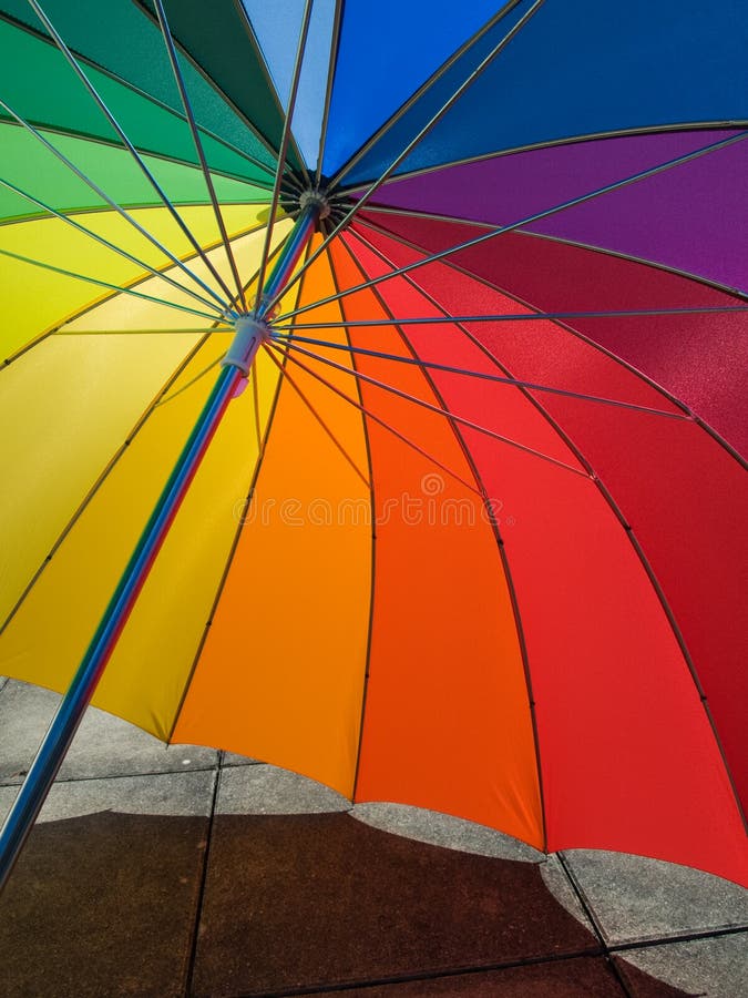 Umbrella With Rainbow Colors Stock Photo - Image of background, rain: 15506538