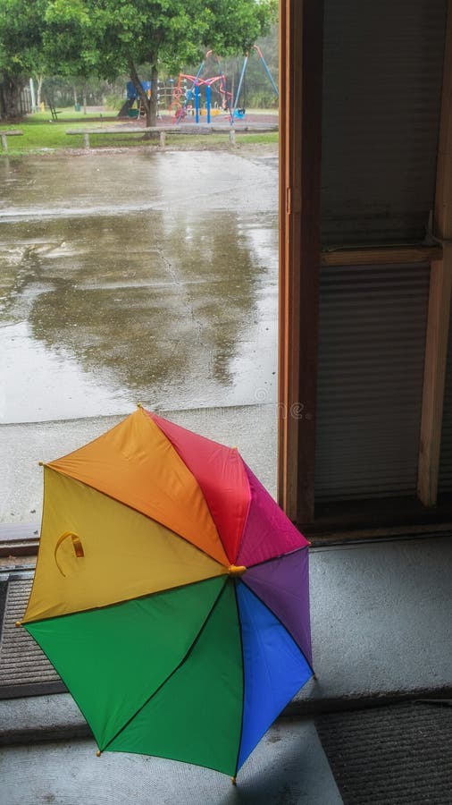 Umbrella on a rainy day stock photo. Image of rain, precipitation