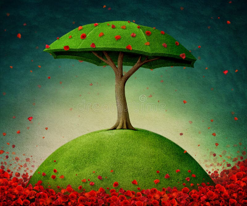 Umbrella tree stock illustration. Illustration of drawing 31642090