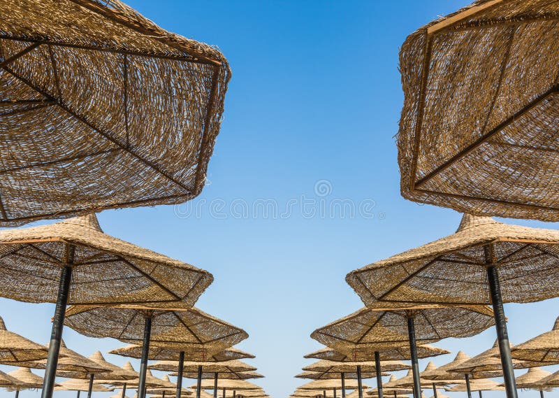 Umbrellas on the Beach at Sharm El Sheikh Beach Stock Photo - Image of