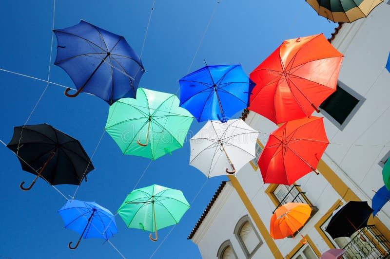 Umbrellas Flying at Evora, Portugal Editorial Image Image of summer