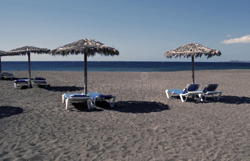 Umbrellas and Hammocks in the Beach Stock Image Image of sunny