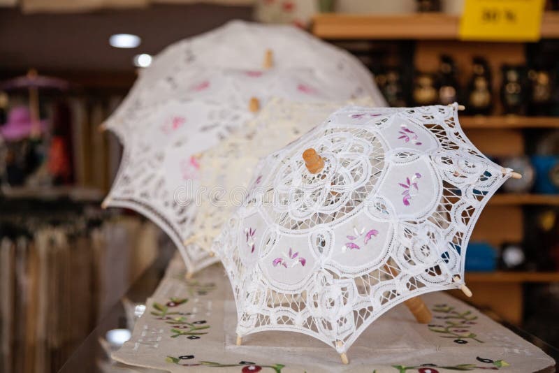 Lace souvenir umbrella stock image. Image of umbrella 14261467