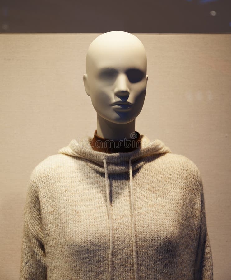 Mannequin Shows Knitted Hoodie in Shop Stock Image - Image of garment ...