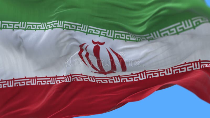 Umfasste eine nahtlose Abschluss 4k oben des langsamen Wellenartig bewegens der Iran-Flagge in windalpha Kanal.