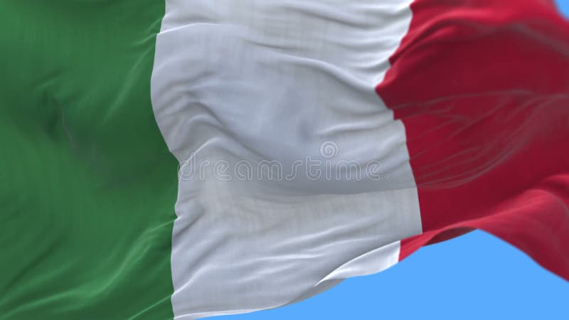 Umfasste eine nahtlose Abschluss 4k oben des langsamen Wellenartig bewegens Italien-Flagge in windalpha Kanal.