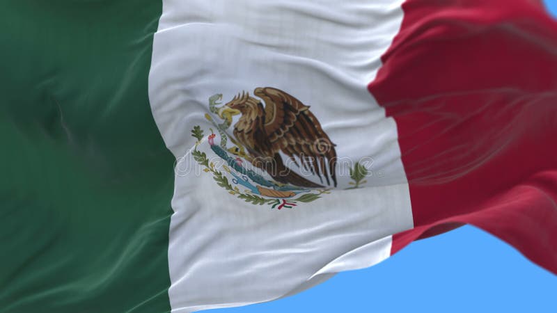 Umfasste eine nahtlose Abschluss 4k oben des langsamen Wellenartig bewegens Mexiko-Flagge in windalpha Kanal.