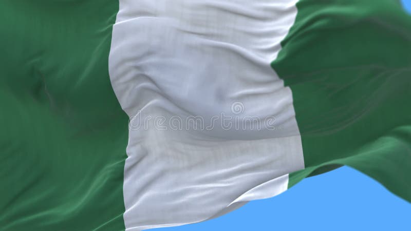 Umfasste eine nahtlose Abschluss 4k oben des langsamen Wellenartig bewegens Nigeria-Flagge in windalpha Kanal.