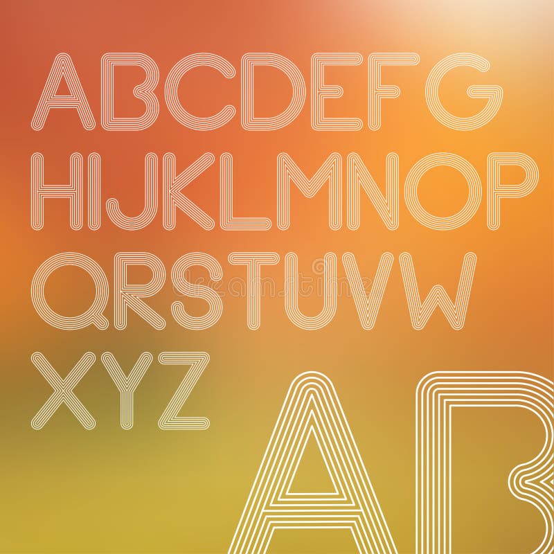 Umrissene Linien einfaches Alphabet stock abbildung