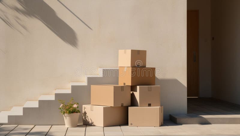 Umzugskartonlieferung für Kartonverpackungen vektor abbildung