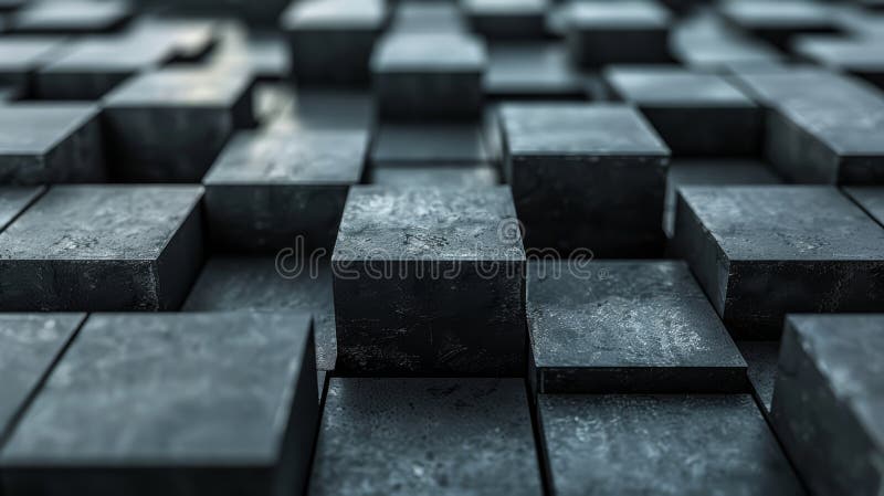 Un acercamiento de un montón de cubos negros que son todos del mismo tamaño ai foto de archivo