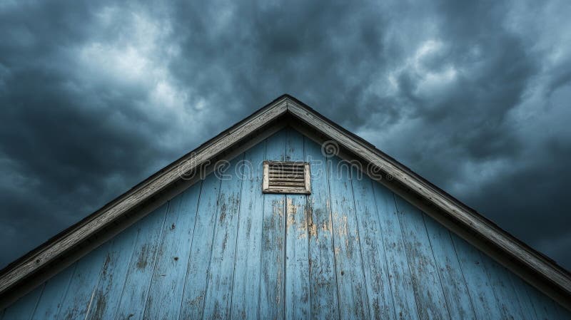 Un acoperiș cu pagube evidente de grindină poziționat într-o zonă recunoscută pentru tiparele meteorologice extreme, inclusiv cele royalty free illustration