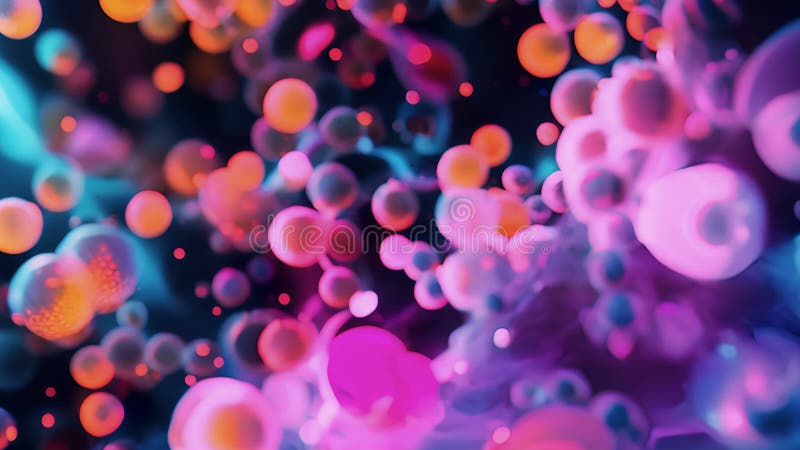Un affichage coloré des protéines fluorescentes impliquées dans la cytokinèse, créant une animation étonnante des cellules illustration stock