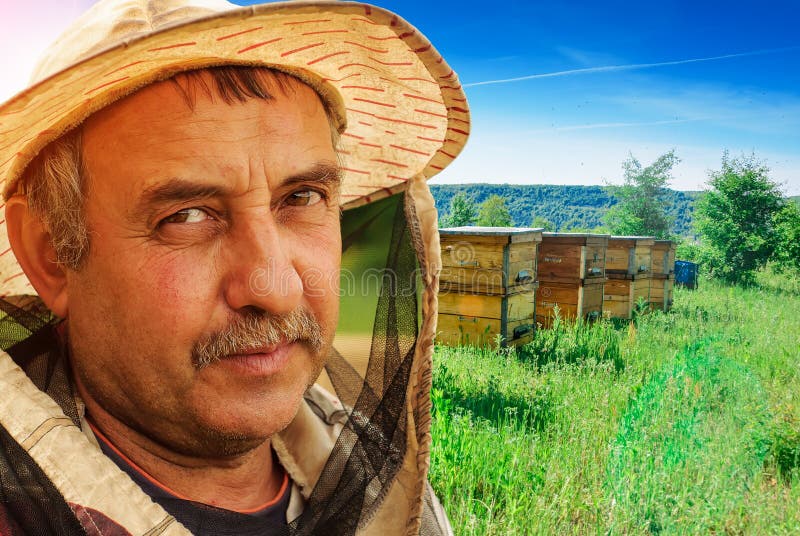 Un apiculteur expérimenté sur un rucher Apiculture Travail sur un rucher photos libres de droits Un apiculteur expérimenté sur un rucher Apiculture Travail sur un rucher photos libres de droits