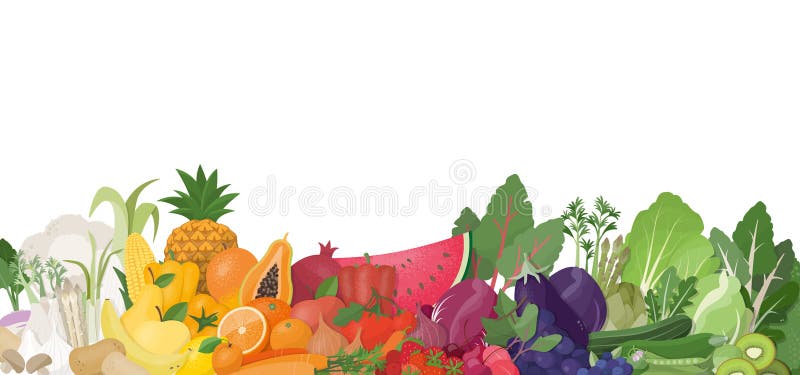 Un arco iris de la fruta y verdura