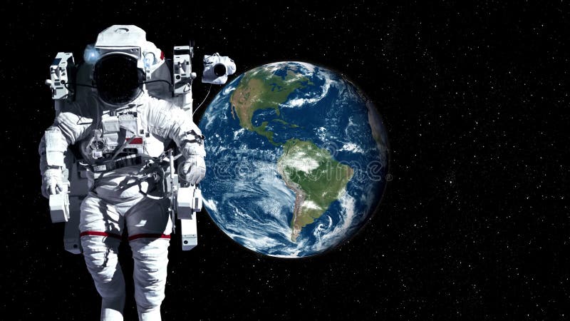 Un astronaute effectue une marche spatiale pendant qu'il travaille pour une mission de vol spatial clips vidéos