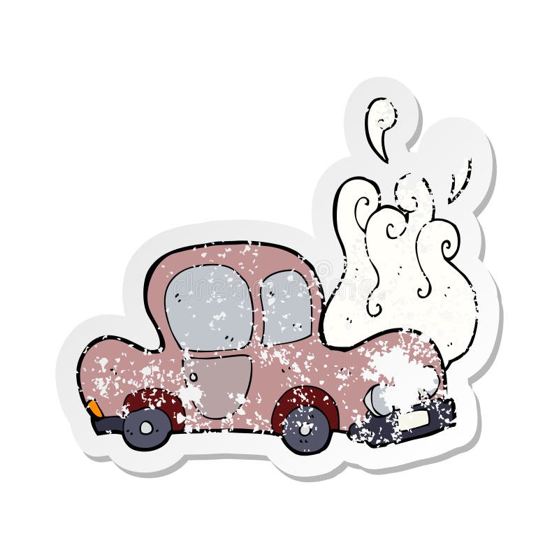 Un autocolant catadioptic creativ dintr-un desen animat cu mașină detașată vector illustration