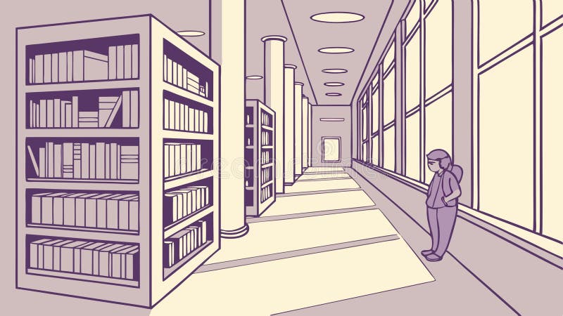 Un'autostrada lunga con libreria Bookshelving o vettoriale Bookstore Design Vector Generative AI illustrazione vettoriale