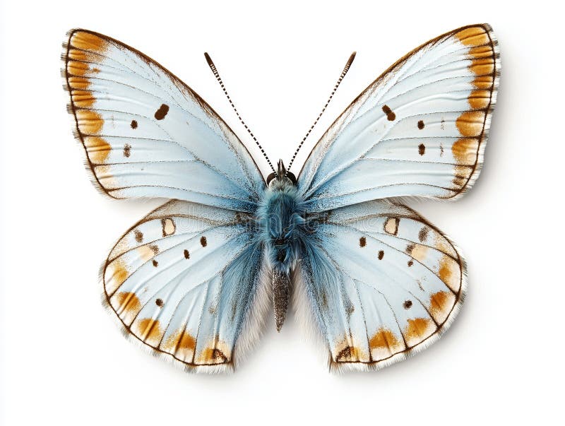 Un azul común delicado. Una delicada mariposa azul común con alas azules suaves y patrones marrones intrincados en una IA generada