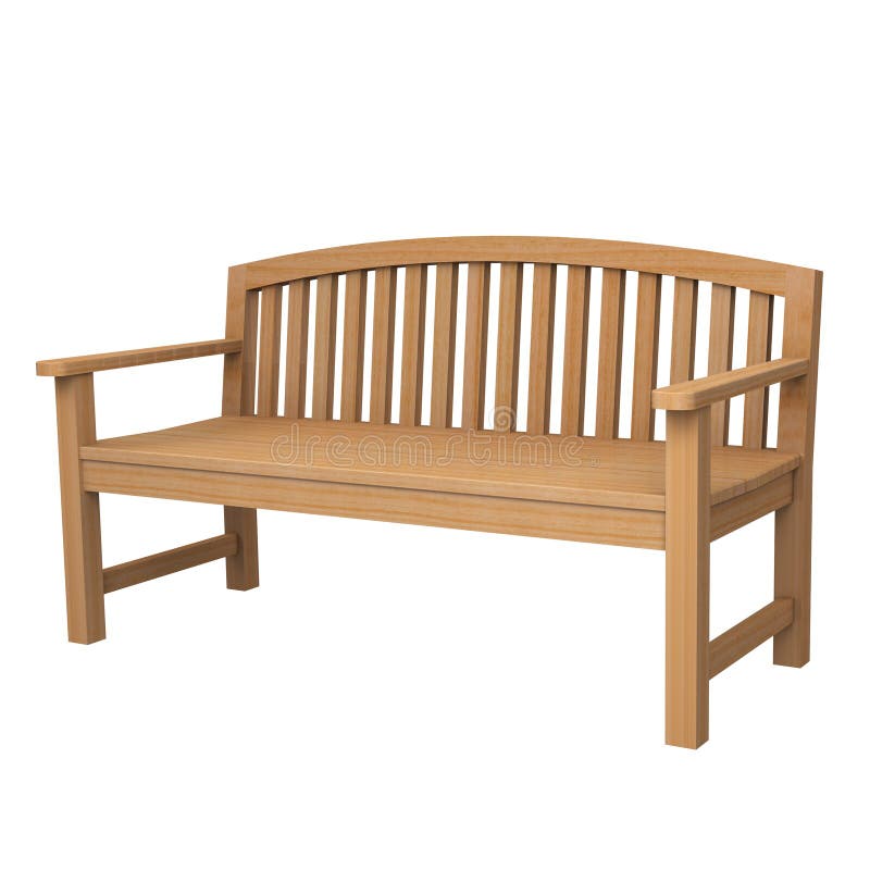 Una panchina di legno su sfondo bianco illustrazione di stock