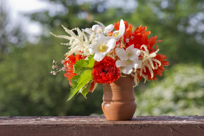 Un beau bouquet de jardin rouge et blanc fleurit photographie stock Un beau bouquet de jardin rouge et blanc fleurit photographie stock