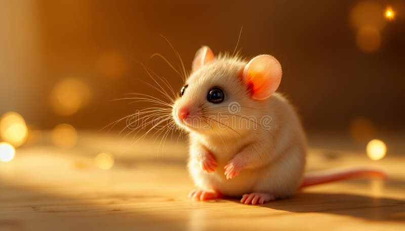 Un Bebé Adorable Rodent Con Sparkling Whiskers En Un Fondo De Oro Capturando Un Momento Magnífico De Jugamiento Y Alegría. A libre illustration