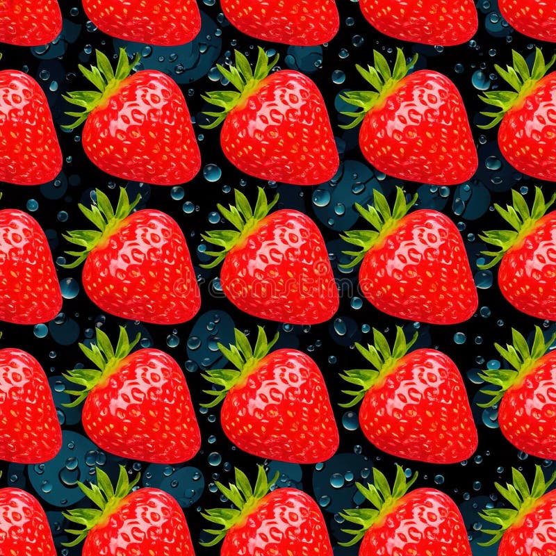 Un bel po' di fragole rosse con delle gocce d'acqua addosso. illustrazione di stock