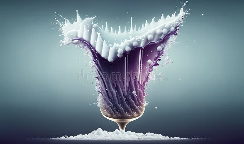 Un bicchiere pieno di liquido sopra una pila di neve royalty illustrazione gratis