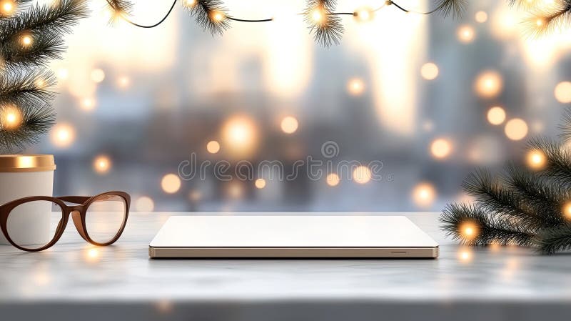 Un birou modern, cu birouri de calculatoare și verdeață, scăldate în lumina naturală, îmbunătățește atmosfera spațiului de lucru stock photography