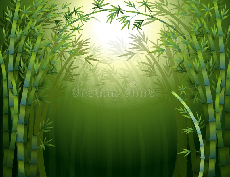 Un Bosque De Bambú Bajo Fullmoon Brillante Ilustración del Vector