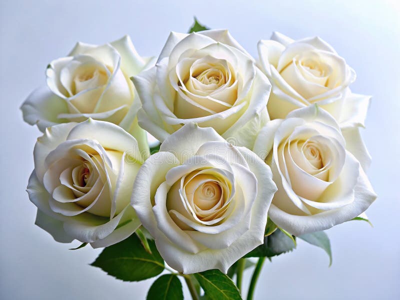 Un buchet de trandafiri albi excelent, o celebrare a purității și a eleganței pe un fond alb și curat vector illustration