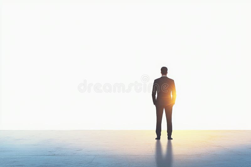 Un bărbat fără față într-un costum descris ca un portret umbră izolat pe un fond alb cu o cravată. stock photos